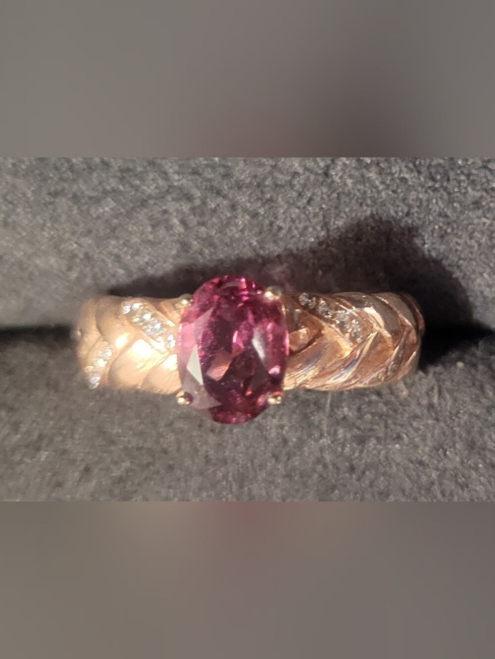 Rose Gold Purple Garnet Braid Ring Size 7.5